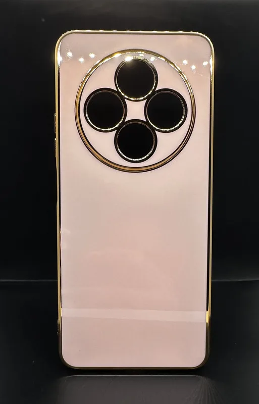 Луксозен розов дамски гръб със златен кант за Samsung A16